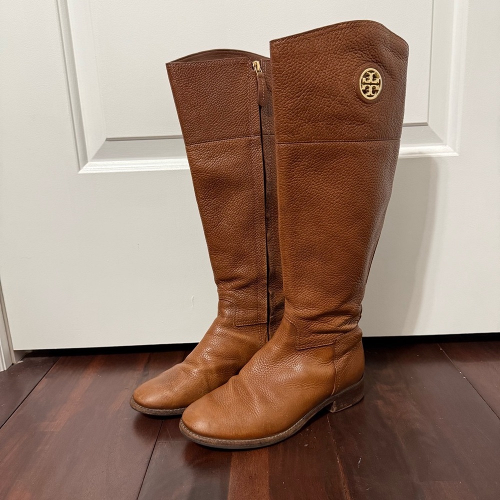 Tory Burch Riding Boots Women’s Size 6 Brown Junction Tumbled Leather